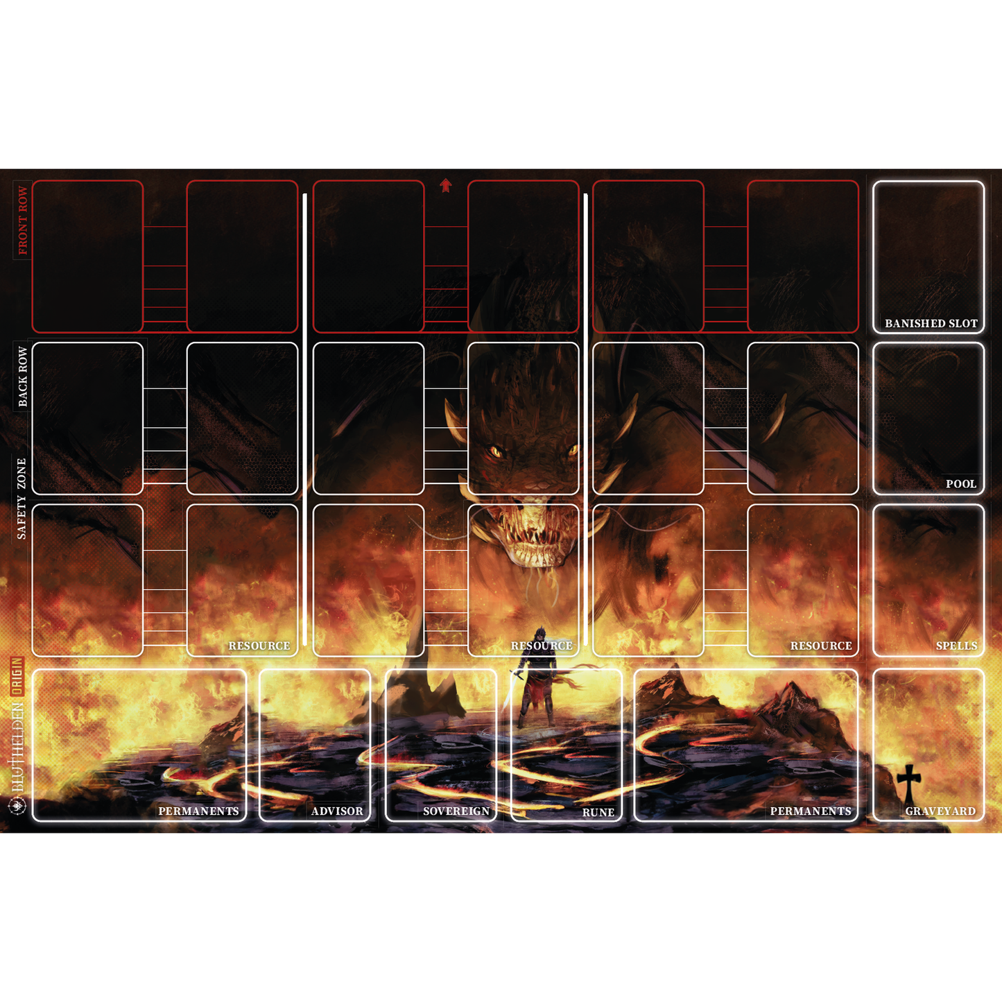 Bluthelden Spielmatte Fire Demon ausgerollt - Produktansicht