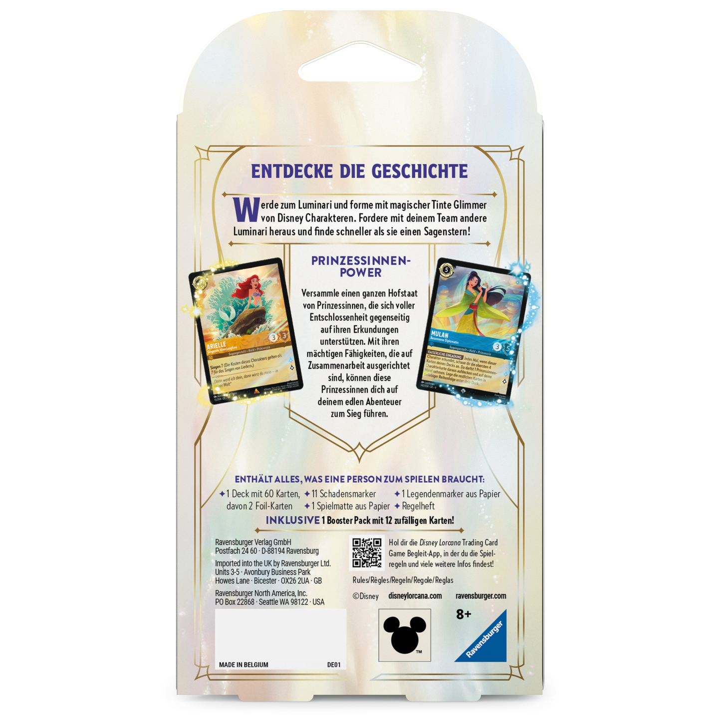 Disney Lorcana Set 9 Mythen Starter Deck Bernstein und Saphir Deutsch - Produktansicht hinten