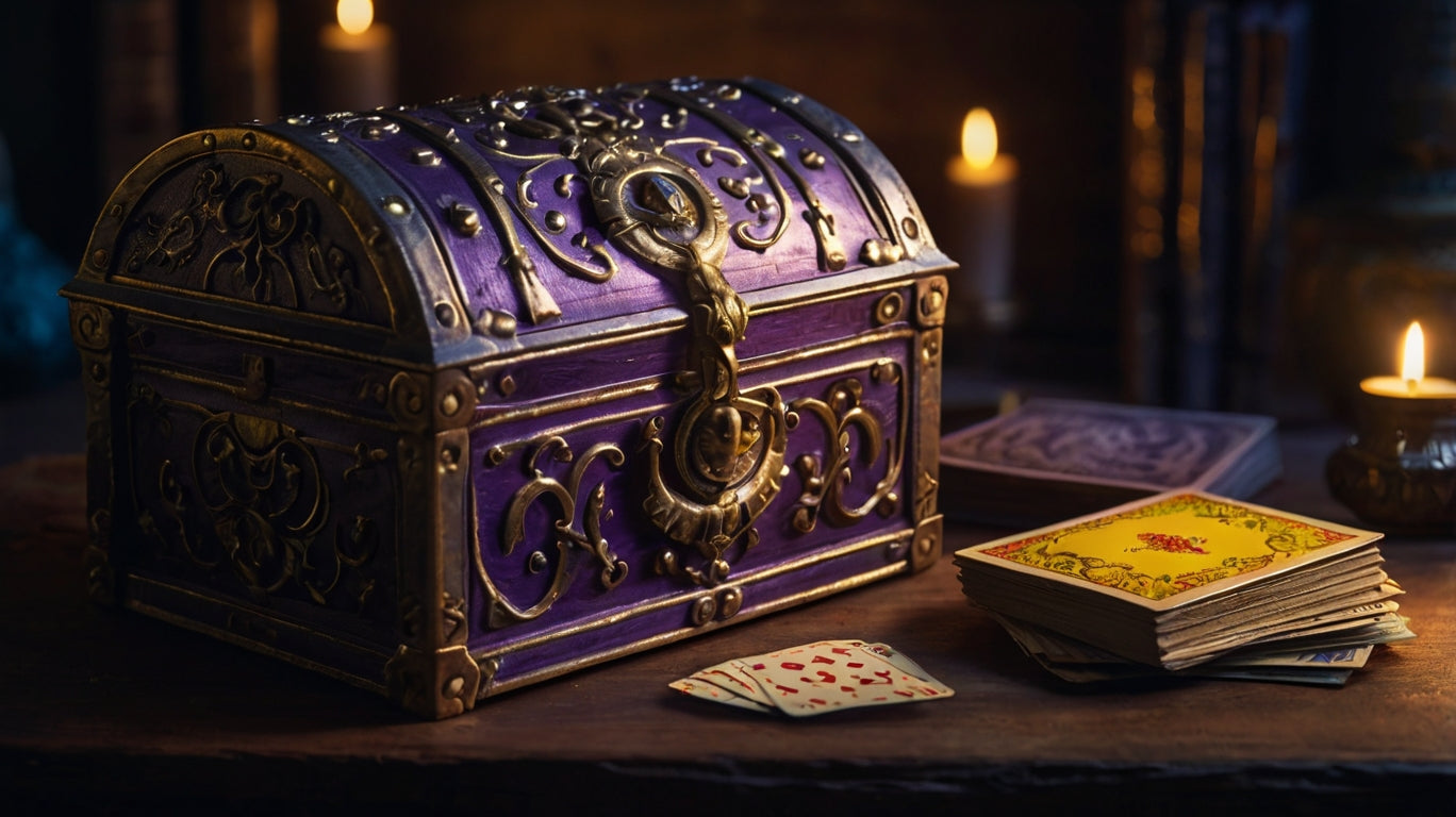 Website Banner mit Sammelkarten und Truhe
