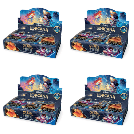Disney Lorcana - Geflüster aus der Tiefe - Display - Case DE - Produktansicht mit 4 Booster Displays