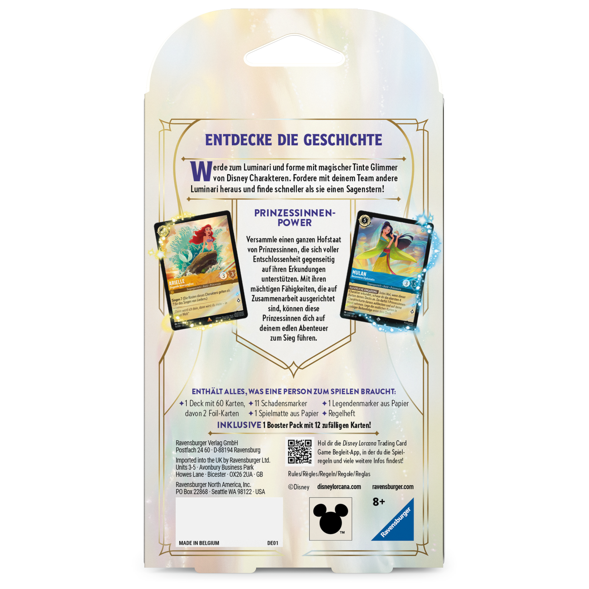 Disney Lorcana Set 9 Mythen Starter Deck Bernstein und Saphir Deutsch - Produktansicht hinten