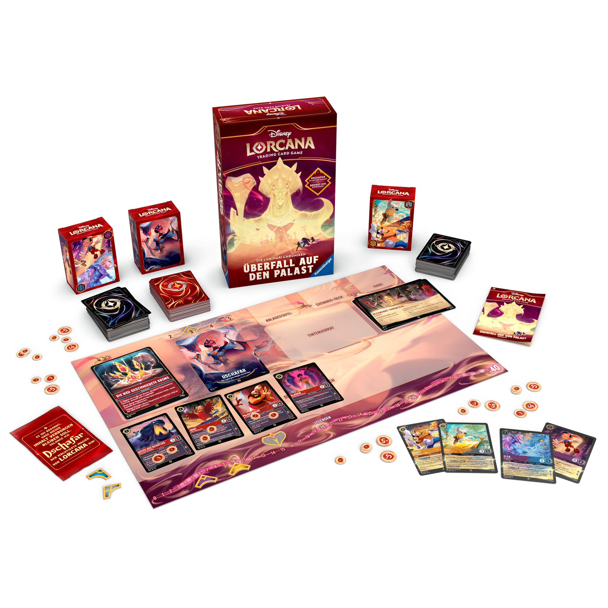 Disney Lorcana - Domäne von Dschafar - Luminari Chroniken DE - Produktansicht Inhalt