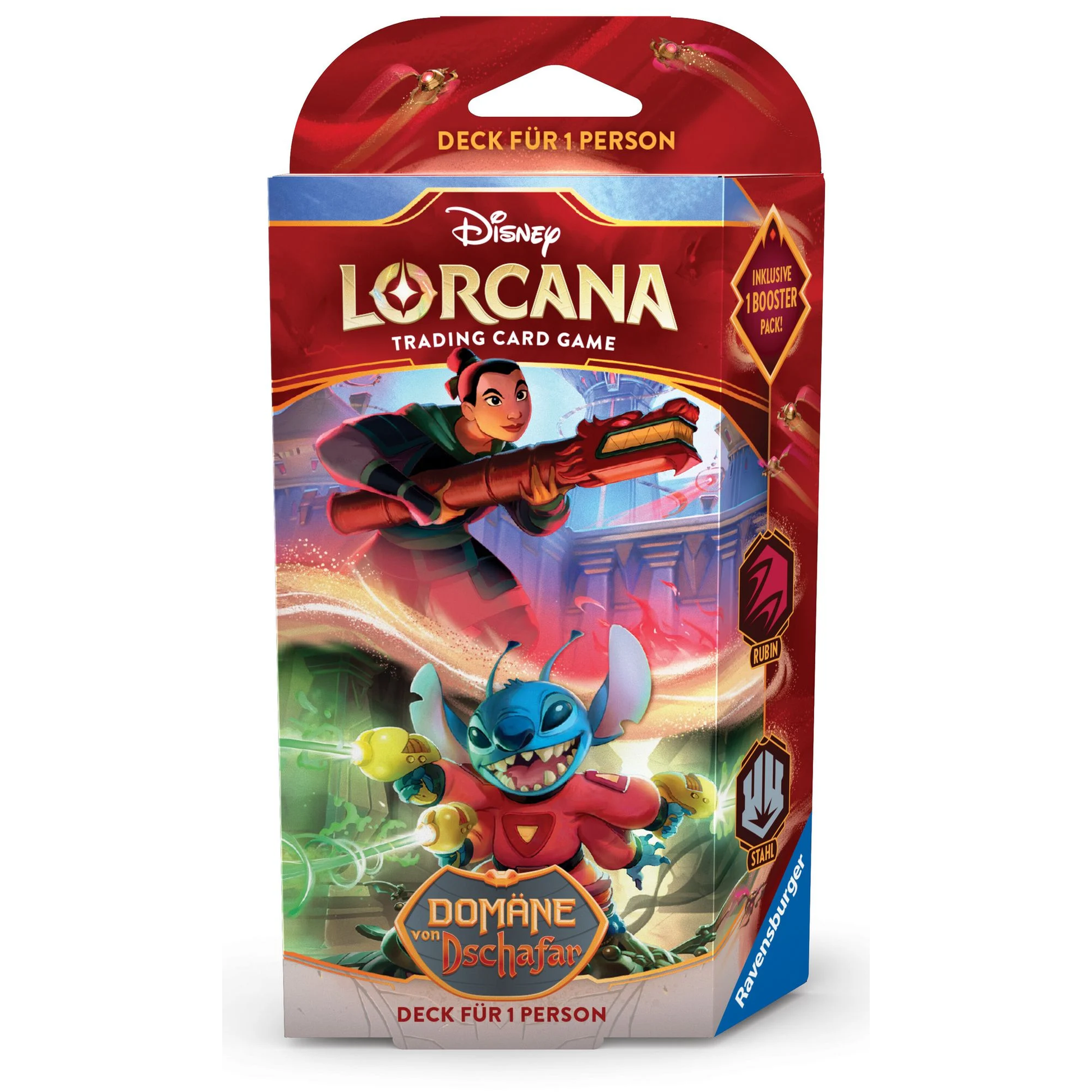 Disney Lorcana Starterdeck Rubin und Stahl DE - Produktansicht vorne